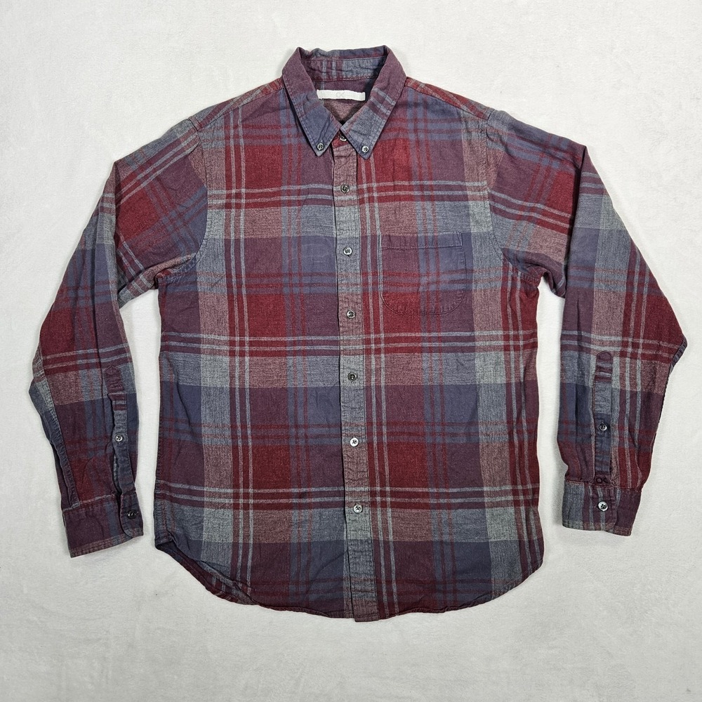 Outerknown Men's Long Sleeve Button Up Flannel Shirt‎ Red Plaid Size Medium